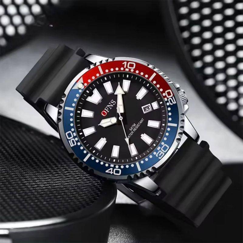 OFNS 8032 Homage Men's Dive Watch (Navy/Red Bezel)