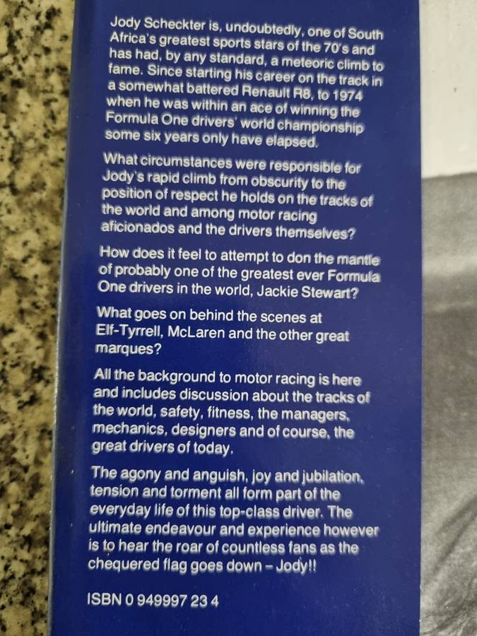 JODY AN AUTOBIOGRAPHY  ( Jody Schecter a South African Motor Racing Driver ) Note Ex School Library