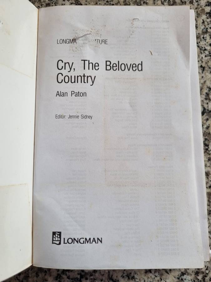 CRY THE BELOVED COUNTRY ALAN PATON includes Background and Introduction Study Notes Longman