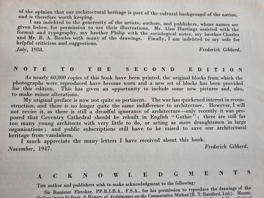 THE ARCHITECTURE of ENGLAND Norman Times to the Present Day FREDERICK GIBBERD 3rd Revised Ed. 1953