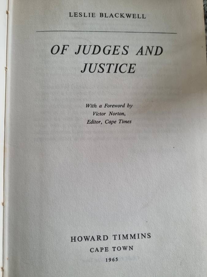 LESLIE BLACKWELL OF JUDGES and JUSTICE 1965  judges law bar Supreme Court  )