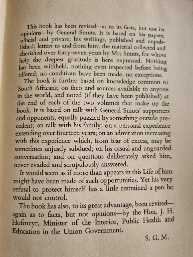 GENERAL SMUTS  by SARAH GERTRUDE MILLIN First published Faber and Faber 1936