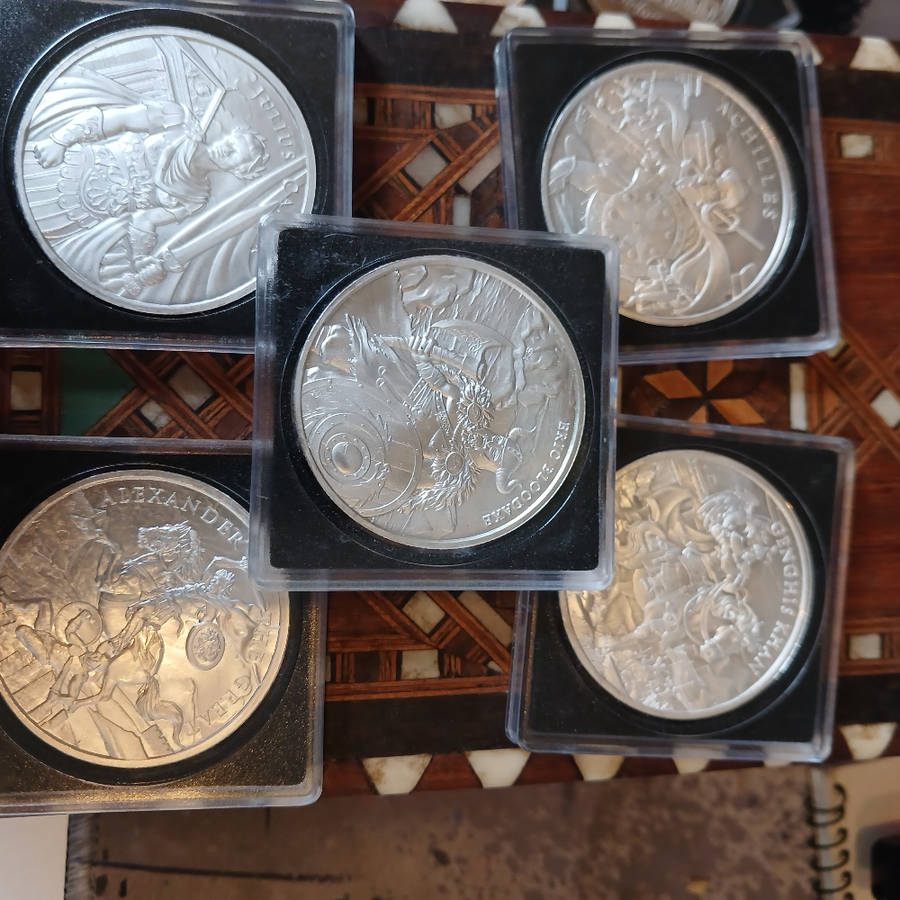 5 x Legendary warriors 1oz silver coins