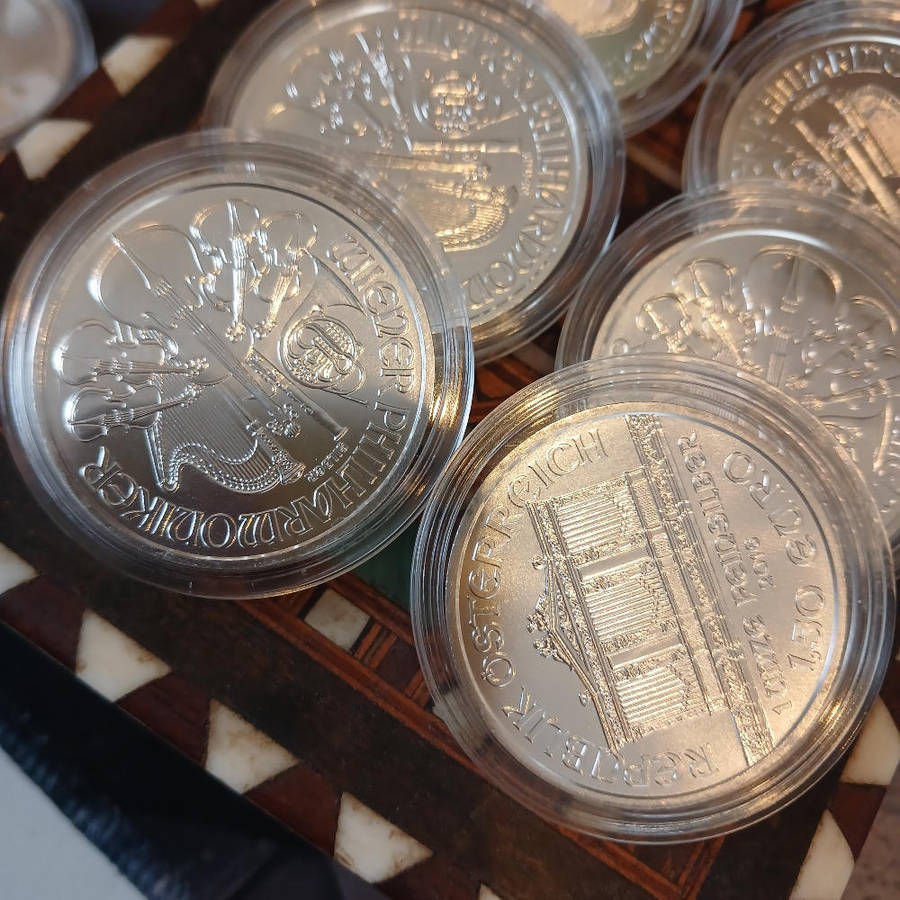 10 x Austrian Philharmonics 1 oz silver coins