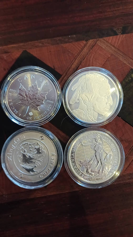 4 x 1 oz silver bullions and rounds