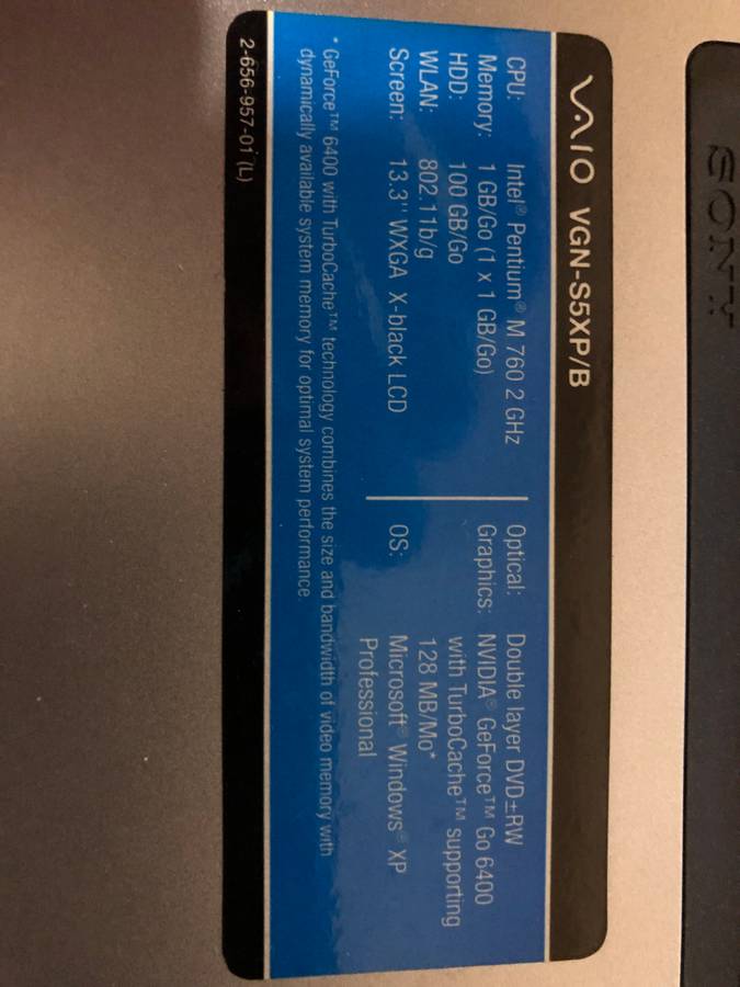 Sony Vaio VGN-S5XP/B