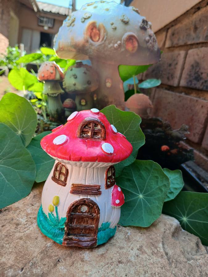 Handmade Red & White Mushroom Fairy House | Garden Accessory