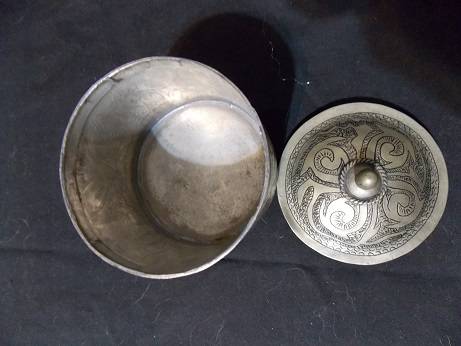 Antique Pewter Trinket Bowl with Lid
