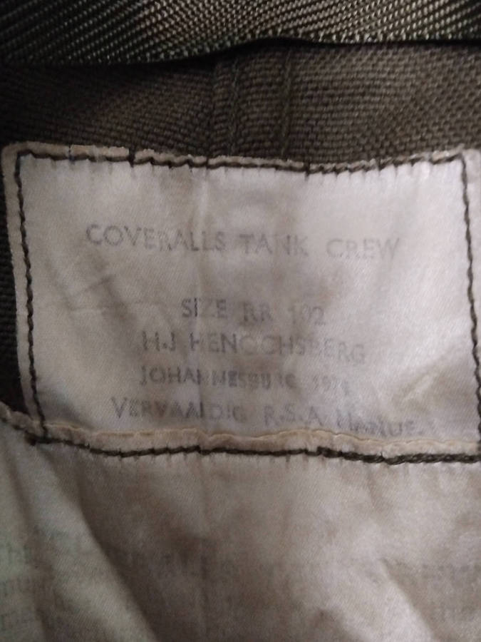 VINTAGE SA ARMY TANK CREW COVERALL