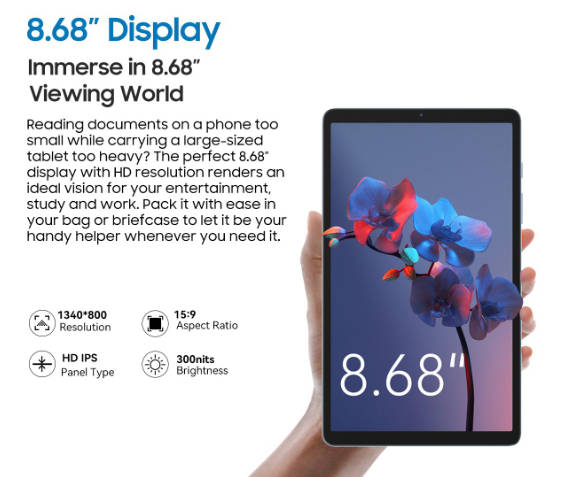 Blackview Tab 60 8.68" 128GB LTE Tablet - Iron Grey