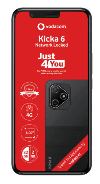Vodacom Kicka 6 - Vodacom network 32 GB (Brand New Sealed! )