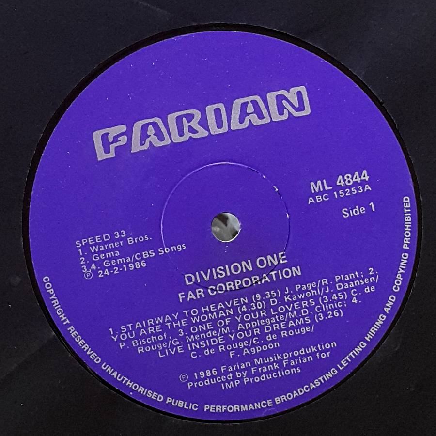 FAR CORPORATION - DIVISION ONE(The Album) Vinyl, LP, Album Country: South Africa Released: 1986
