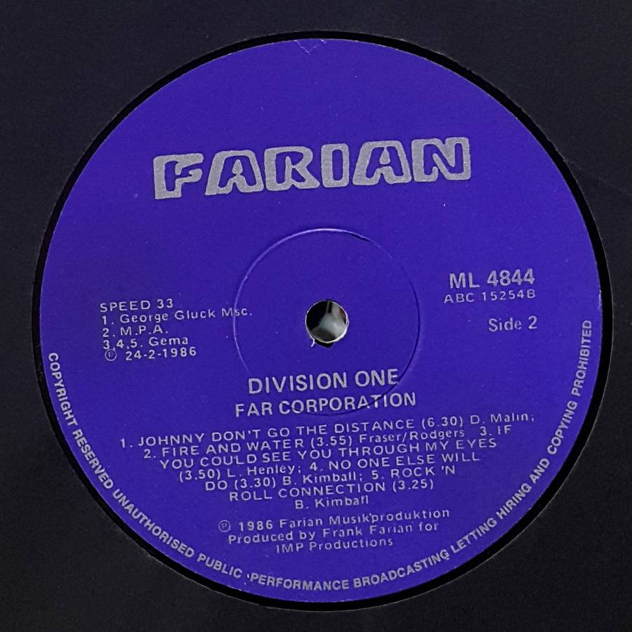 FAR CORPORATION - DIVISION ONE(The Album) Vinyl, LP, Album Country: South Africa Released: 1986