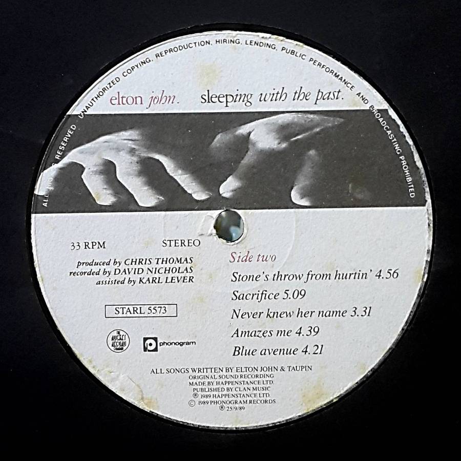 ELTON JOHN - SLEEPING WITH THE PAST Vinyl, LP, Album Country: South Africa Released: 1989