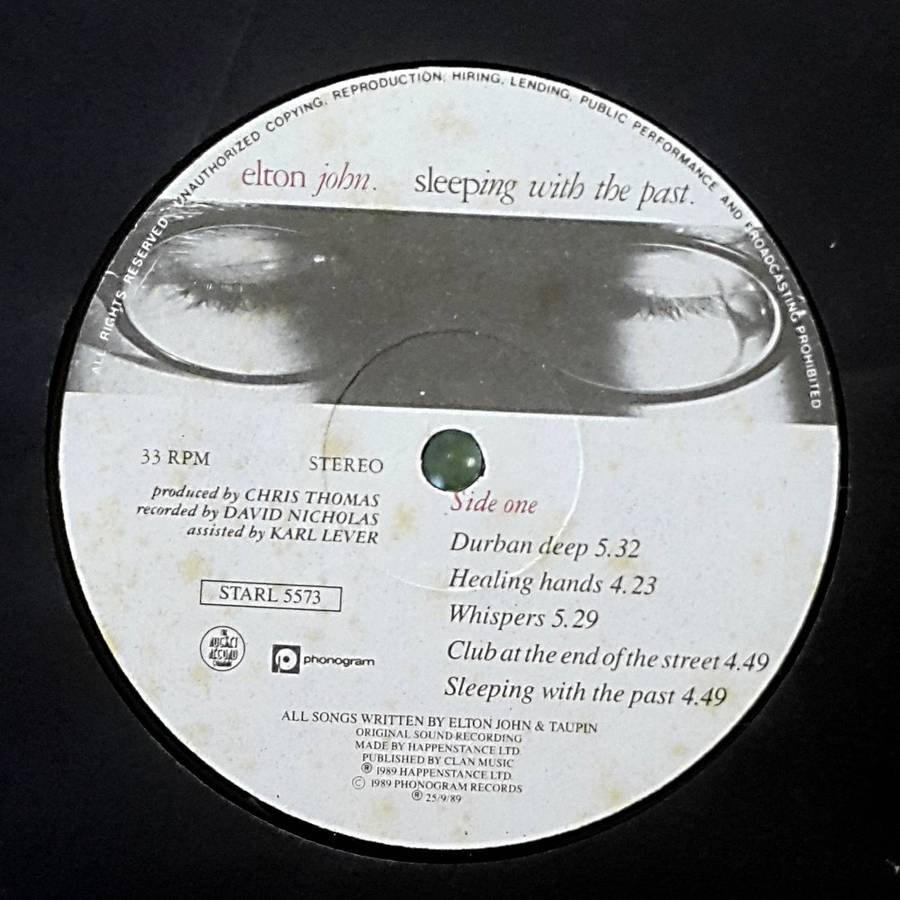 ELTON JOHN - SLEEPING WITH THE PAST Vinyl, LP, Album Country: South Africa Released: 1989