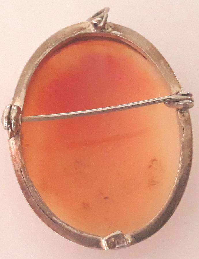 Vintage Silver 800 Cameo Brooch