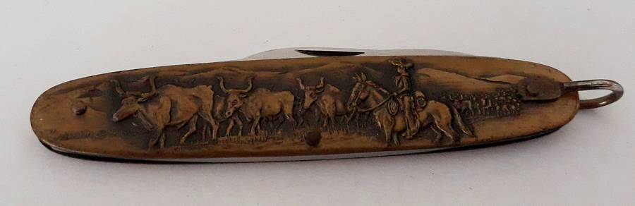 Vintage Solingen Germany Long Horn Cattle Ranch Pocket Knife With Sheath