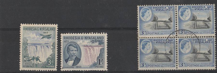 RHODESIA & NYASALAND 1955      1 SET PLUS BLOCK OF 4