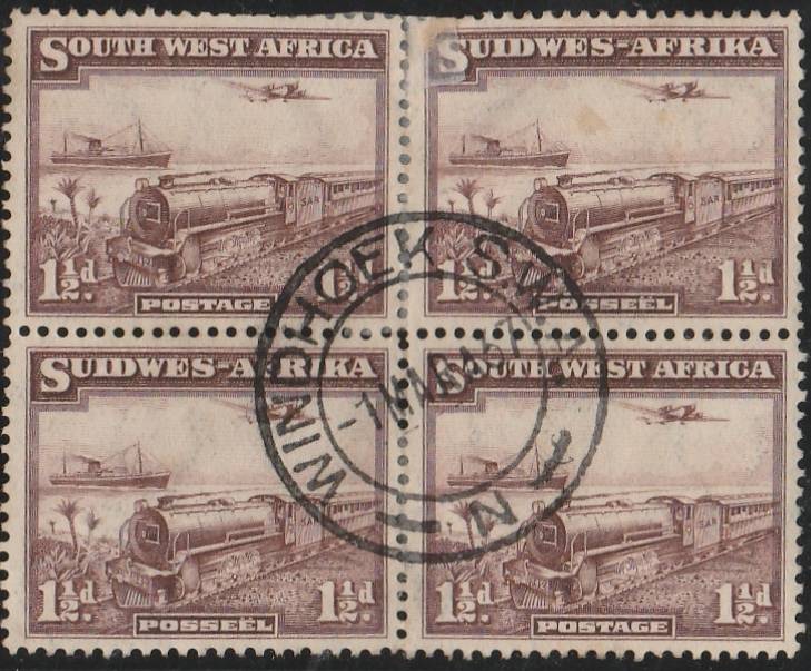 SOUTH WEST AFRICA     1937    SACC123    BLOCK OF 4