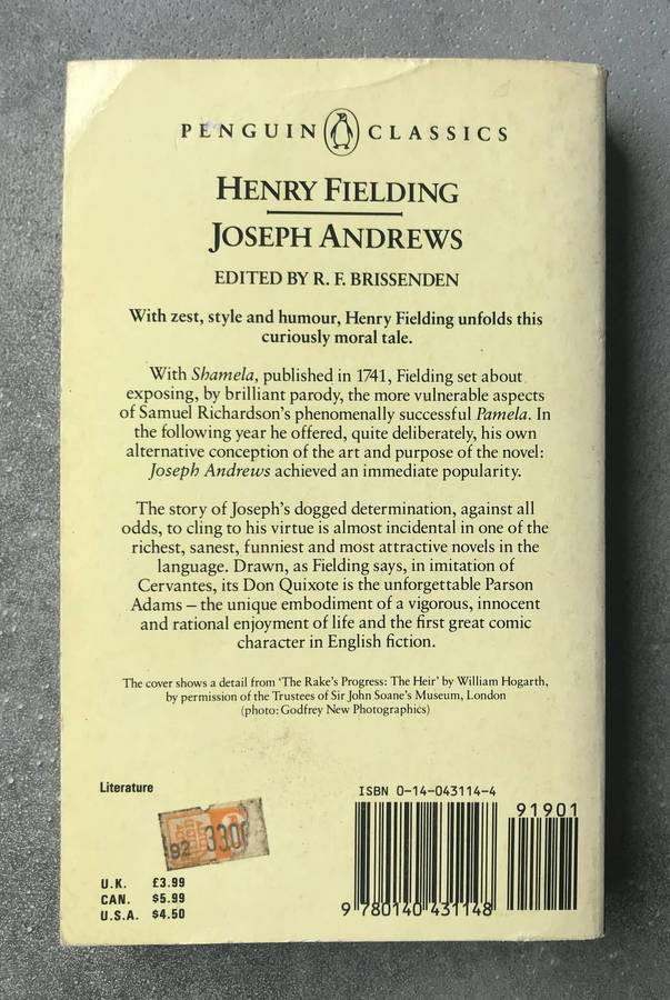 Joseph Andrews by Henry Fielding [Paperback: Good]
