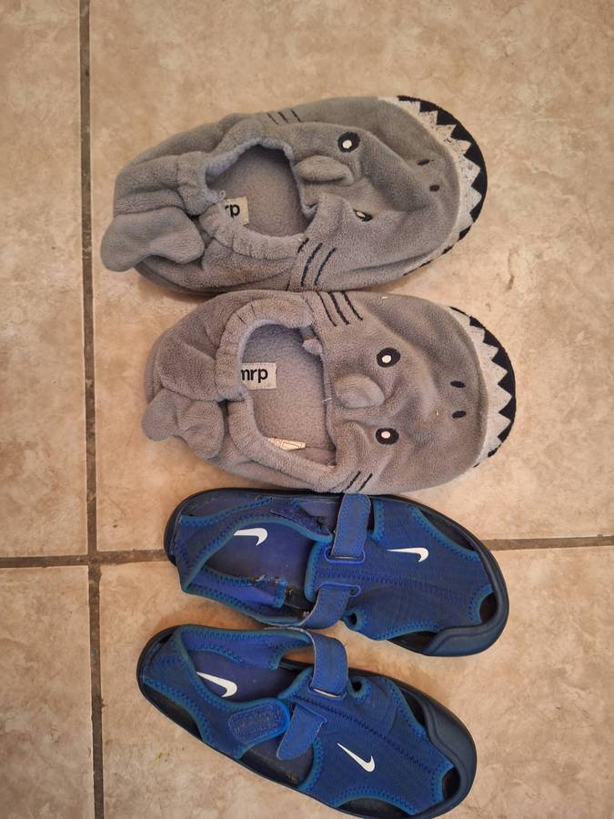Original Nike kids shoes + Slipper Combo. Kids size 12.