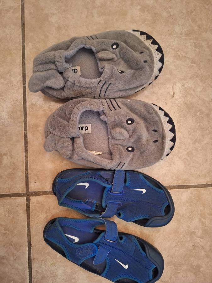 Original Nike kids shoes + Slipper Combo. Kids size 12.