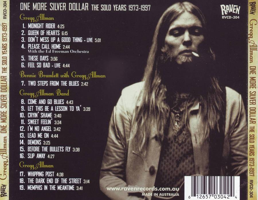 GREGG ALLMAN - One more silver dollar: the solo years 1973-1997 (CD) RVCD-304 NM