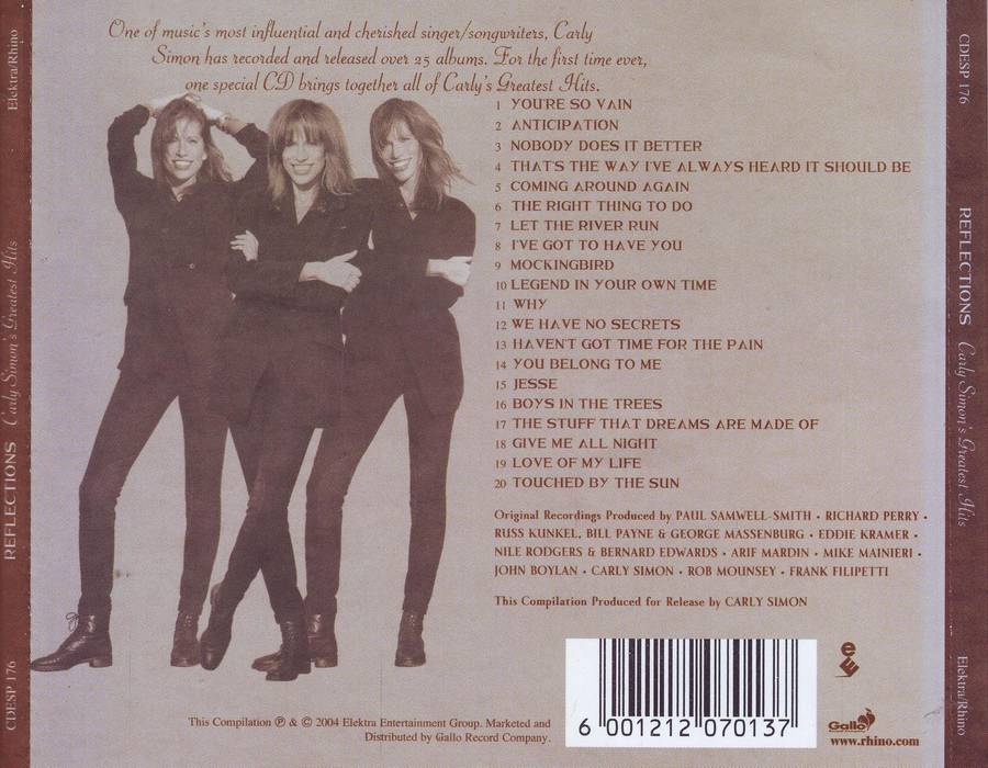 CARLY SIMON - Reflections: Carly Simon's Greatest Hits (CD) CDESP 176 NM