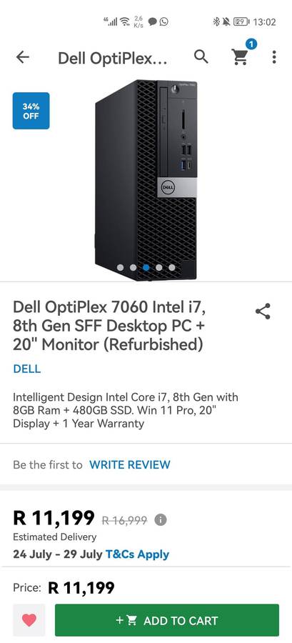 DELL OPTIPLEX 7060 Intel i7 8700 SFF Desktop PC