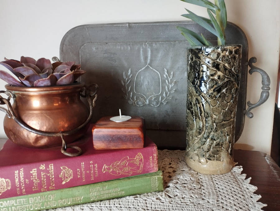 Planter hand-beaten copper hanging pot small