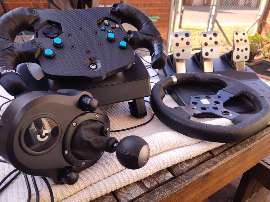 Logitech G920 modded F1 wheel + pedals + shifter stick