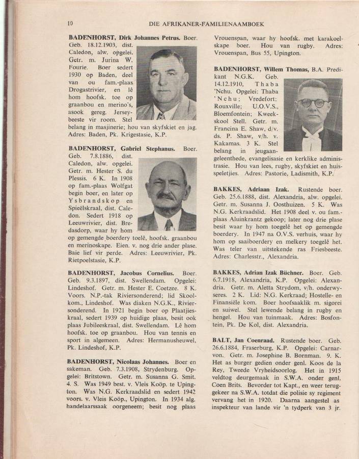 DIE AFRIKANER FAMILIENAAMBOEK EN PERSONALIA 1955 - J H REDELINGHUYS