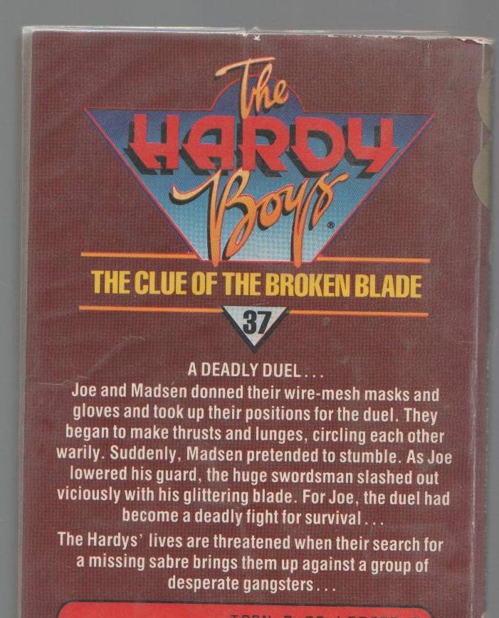 THE HARDY BOYS THE CLUE OF THE BROKEN BLADE NO 37  - FRANKLIN W DIXON (1977)