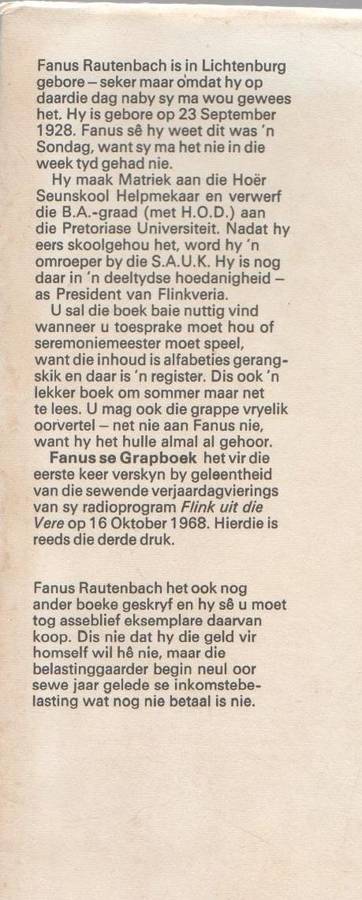 FANUS SE GRAPBOEK SEGOED VIR ALLE GELEENTHEDE - FANUS RAUTENBACH ( GETEKEN - 3 DE DRUK 1970)