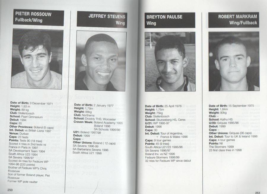 1999 WHO'S WHO OF SOUTH AFRICAN RUGBY - CHRIS SCHOEMAN (4TH EDITION 1999)