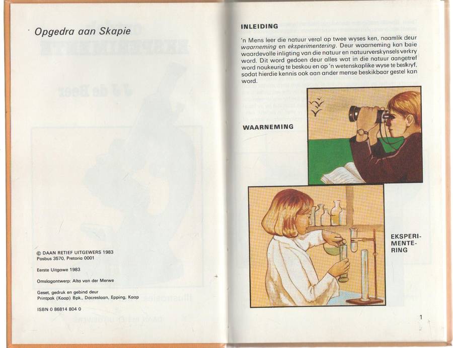 ONTDEK EKSPERIMENTE - J J DE BEER (1 STE UITGAWE 1983)