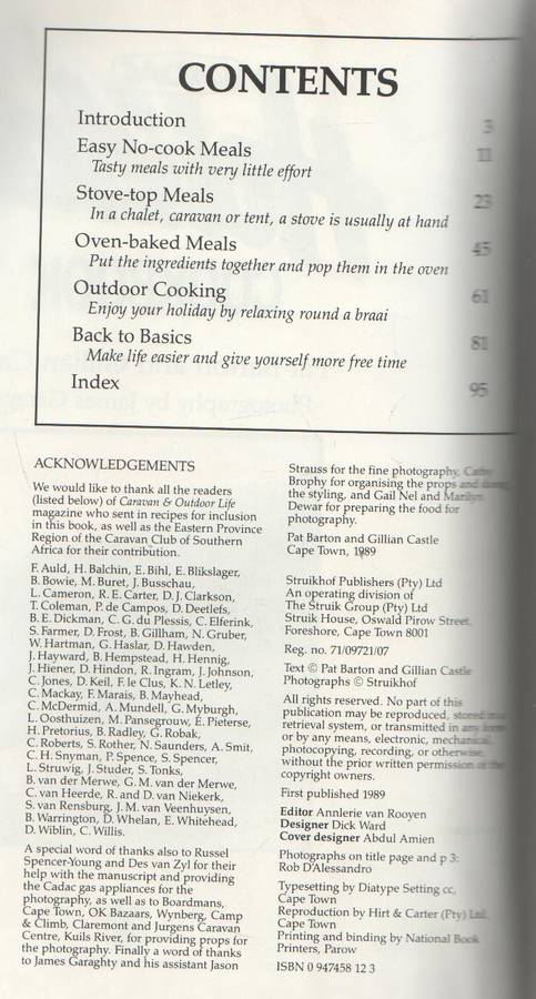 CADAC HOLIDAY COOKBOOK - PAT BARTON & GILLIAN CASTLE (1 ST PUBLISHED 1989)