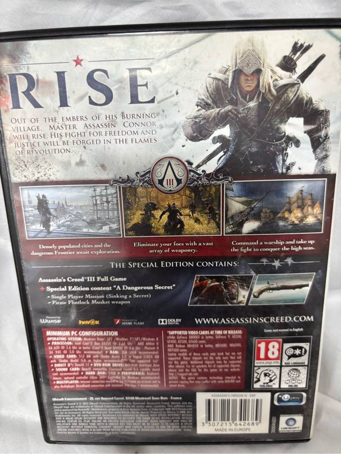 PC DVD ROM Assassins Creed Two Games Revelations, Creed 3 both special editions two disks each