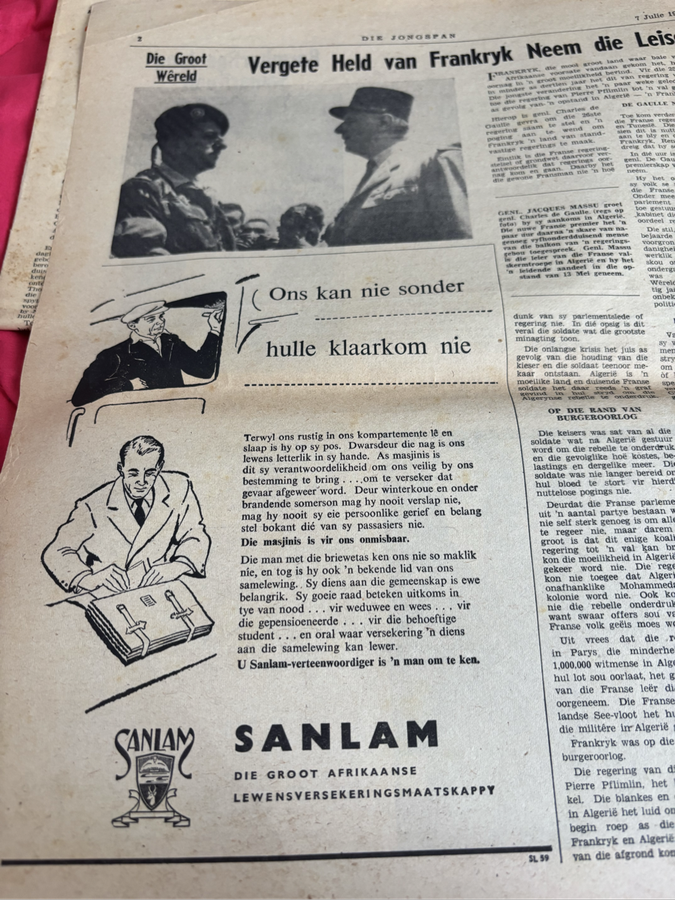 Old Newspaper Die Jongspan 7,14,21 Julie 1958 & 11Augustus 1958