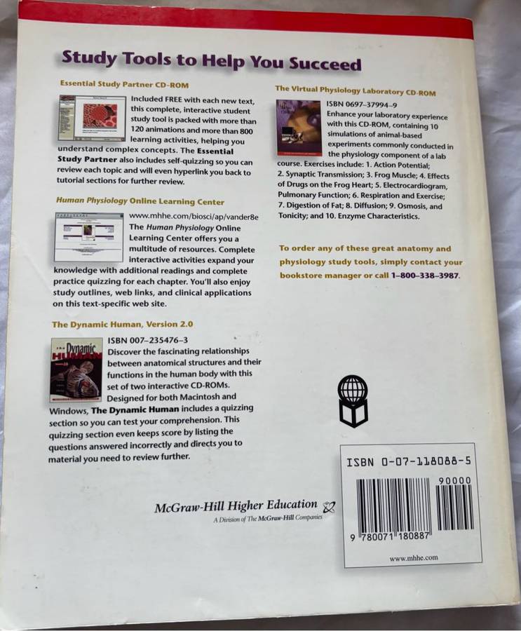 Human Physiology The Mechanics of Body Function 8th Edition Vander, Sherman, Luciano