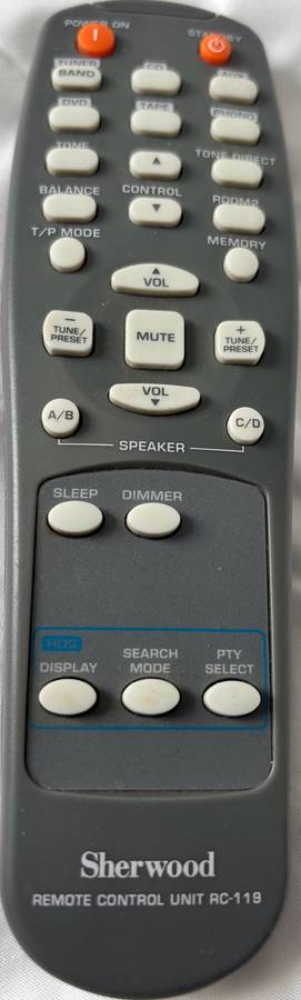 Sherwood Remote Control RC-119 RX-5502 AM/FM 4 Cannel Receiver