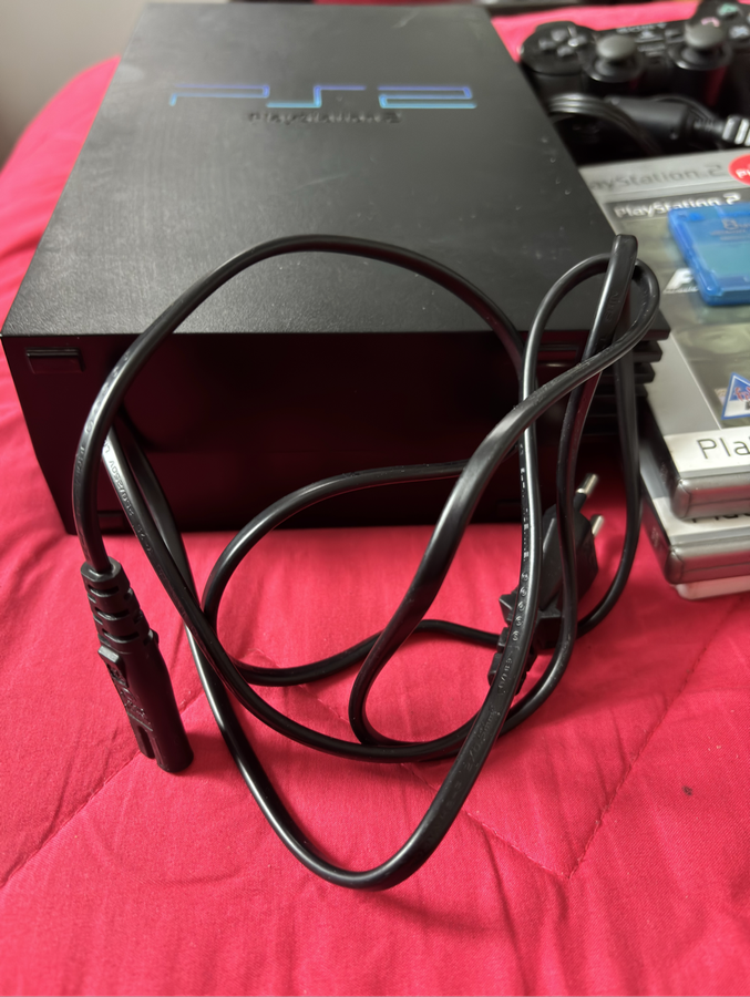 PS2 Play Station 2 Power & AV Cables, 8 MB Memory Card, OEM Controller & 3 Racing Games