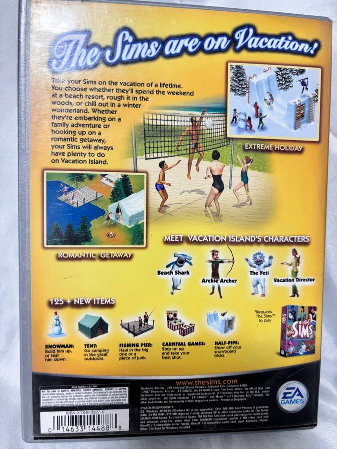 PC CD ROM The Sims 3 Games lot Unleashed , Vacation , Sims 2 disk 1