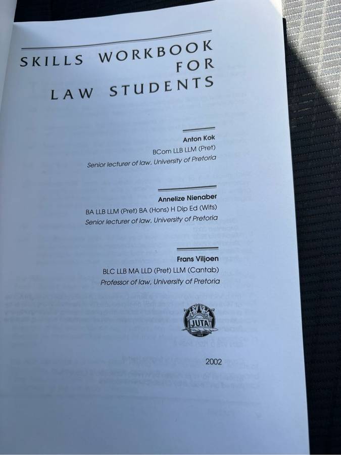 Skills Workbook for Law Students By Anton Kok, Annelize Nienaber, Frans Viljoen