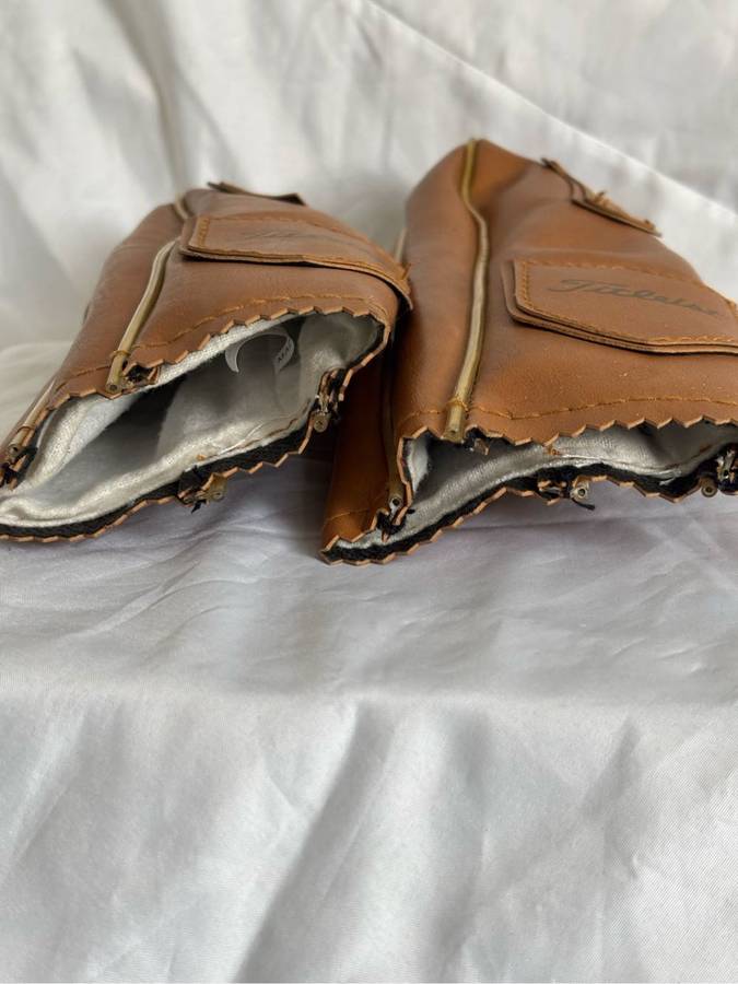 Two Titliest Brown Leather Golf Headcovers golf accessories
