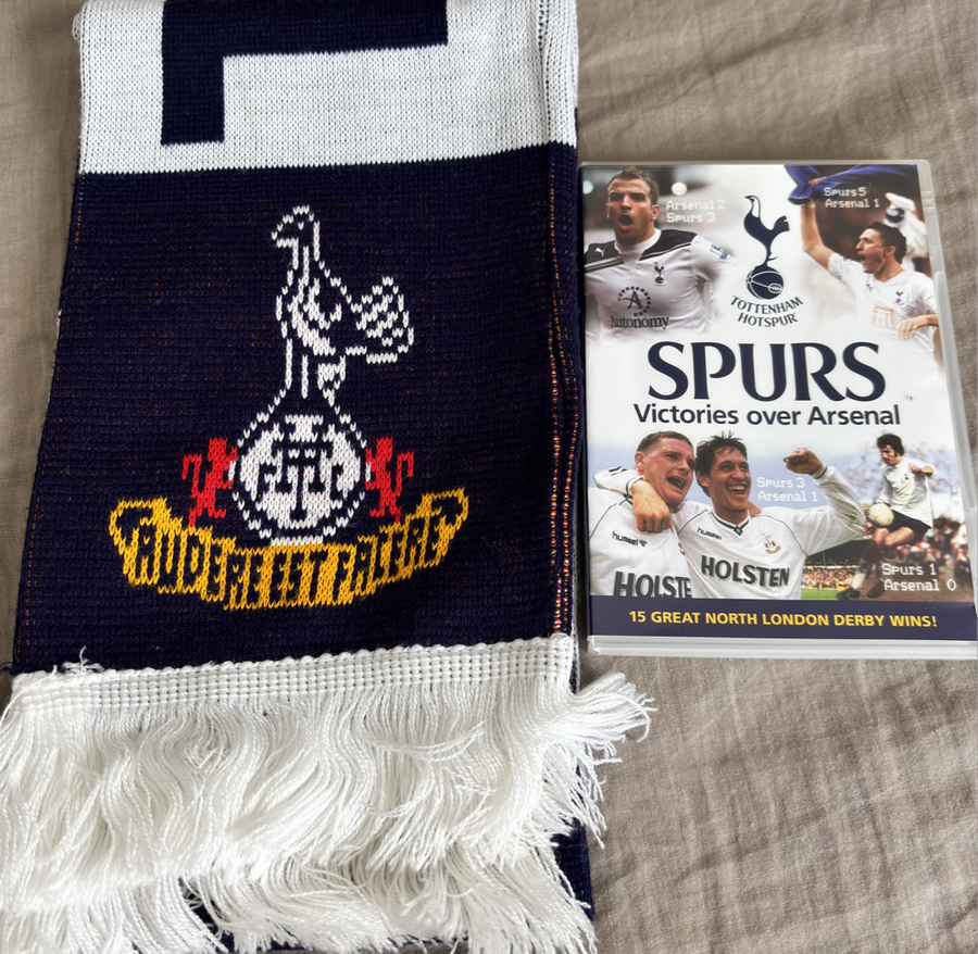 Tottenham Hotspur Import lot, DVD Victories over Arsenal & Original UK Scarf