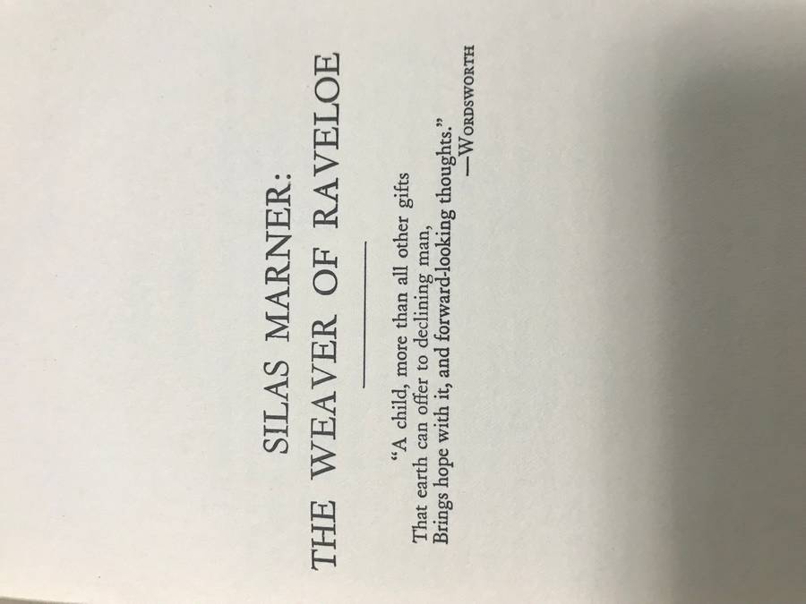 Silas Marner : The Weaver of Raveloe, George Eliot, Hardcover, Printed USA
