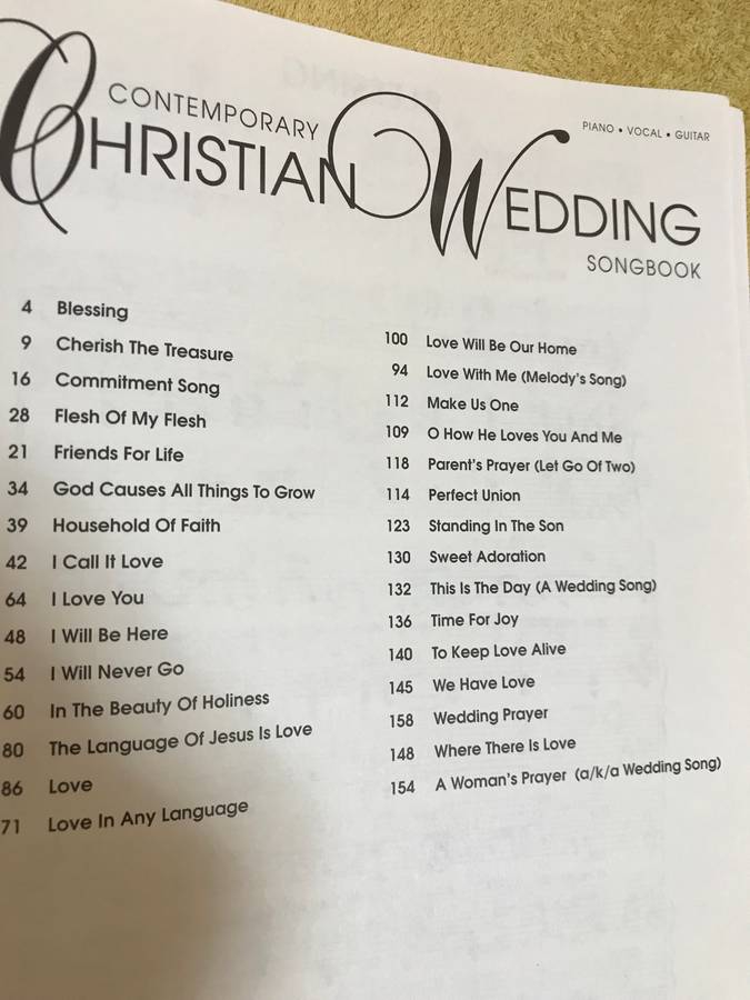 Contemporary Christian Wedding Songbook Sheet Music for Piano Vocal Guitar