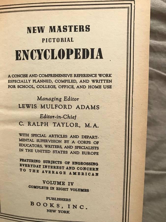 NEW MASTER'S PICTORIAL ENCYCLOPEDIA SET 4 books Volume  1 & 2 & 3 & 4 1964