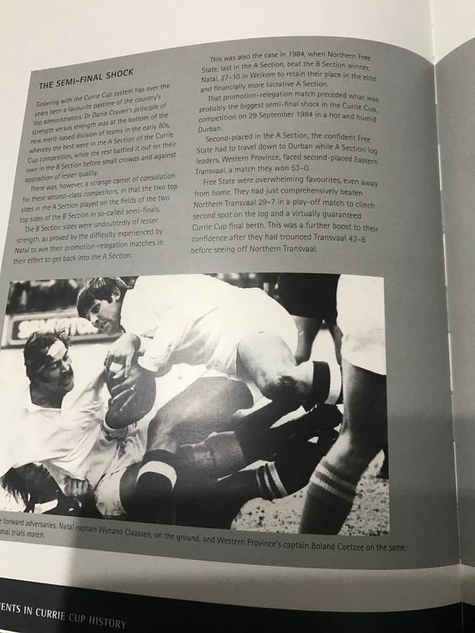 Great Moments in Currie Cup History - By Wim van der Berg